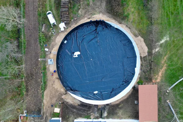 Typ zbiornika GNOJOWICA, pojemność: 2316 m3, woj. wielkopolskie. Przeznaczenie: gnojówka, gnojowica, poferment