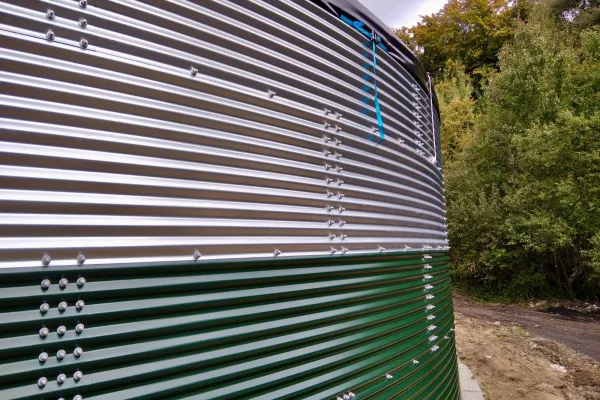 Typ zbiornika STANDARD, pojemność: 579 m3, woj. małopolskie. Przeznaczenie: woda deszczowa, gruntowa