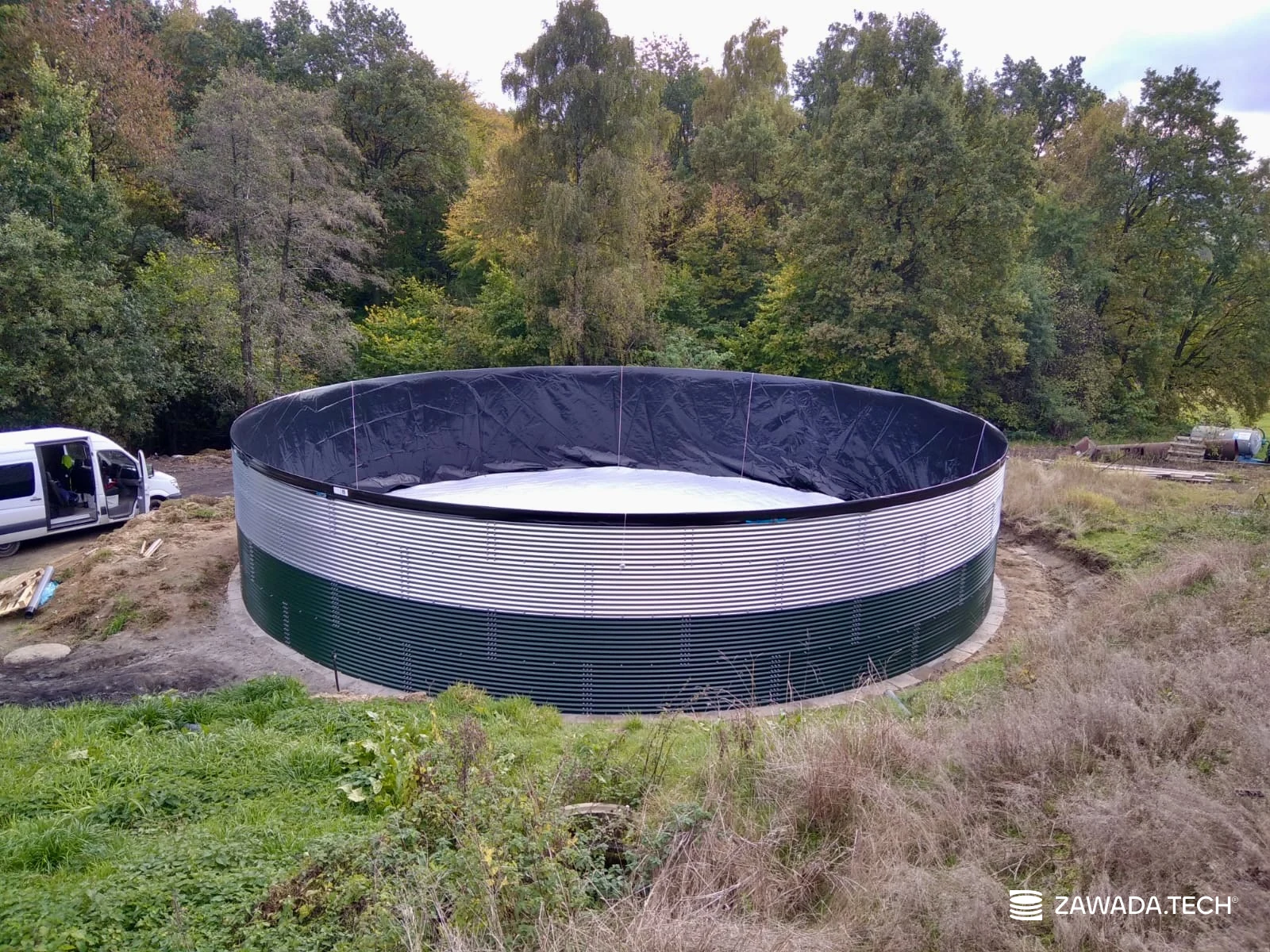 Typ zbiornika STANDARD, pojemność: 579 m3, woj. małopolskie. Przeznaczenie: woda deszczowa, gruntowa