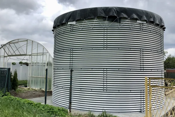 Typ zbiornika STANDARD, pojemność: 90 m3, woj. opolskie. Przeznaczenie: woda deszczowa, gruntowa