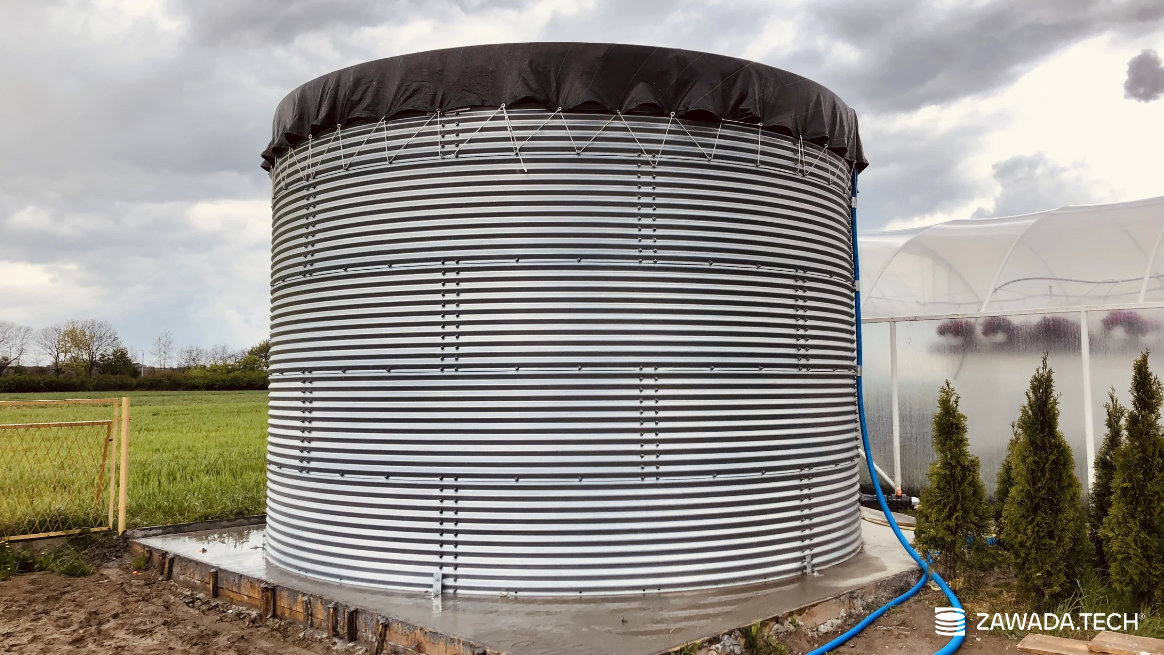 Typ zbiornika STANDARD, pojemność: 90 m3, woj. opolskie. Przeznaczenie: woda deszczowa, gruntowa