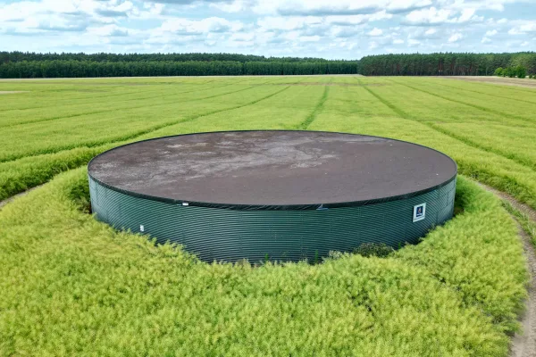 Typ zbiornika GNOJOWICA, pojemność: 1826 m3, woj. wielkopolskie. Przeznaczenie: gnojówka, gnojowica, poferment