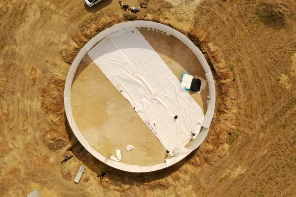 Typ zbiornika GNOJOWICA, pojemność: 1826 m3, woj. wielkopolskie. Przeznaczenie: gnojówka, gnojowica, poferment