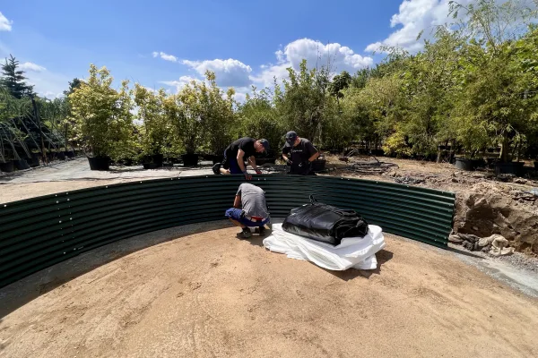 Typ zbiornika STANDARD, pojemność: 54 m3, woj. świętokrzyskie. Przeznaczenie: woda deszczowa, gruntowa