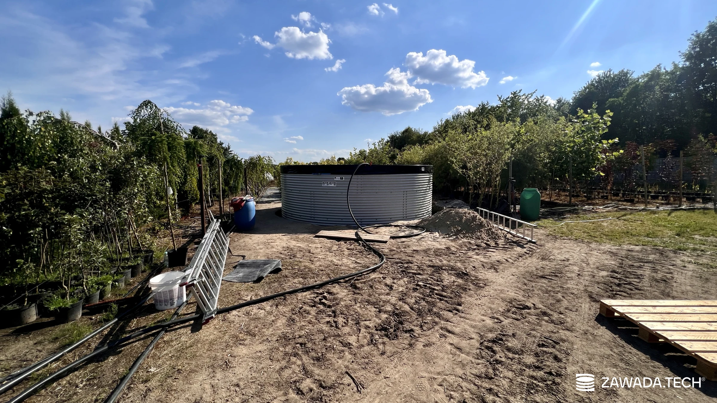 Typ zbiornika STANDARD, pojemność: 54 m3, woj. świętokrzyskie. Przeznaczenie: woda deszczowa, gruntowa