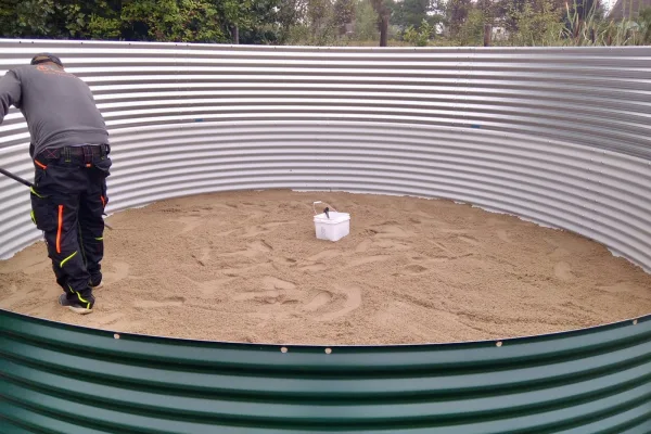 Typ zbiornika STANDARD, pojemność: 50 m3, woj. zachodniopomorskie. Przeznaczenie: woda deszczowa, gruntowa