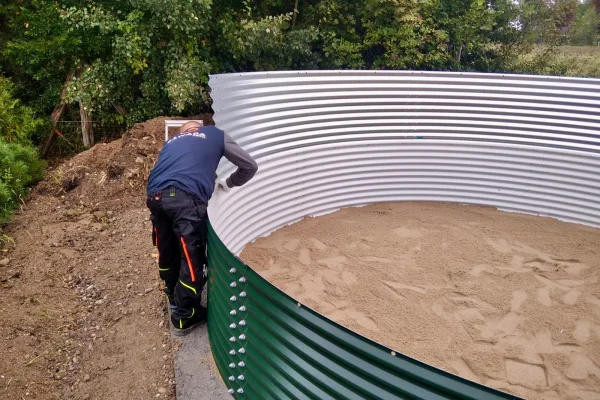 Typ zbiornika STANDARD, pojemność: 50 m3, woj. zachodniopomorskie. Przeznaczenie: woda deszczowa, gruntowa