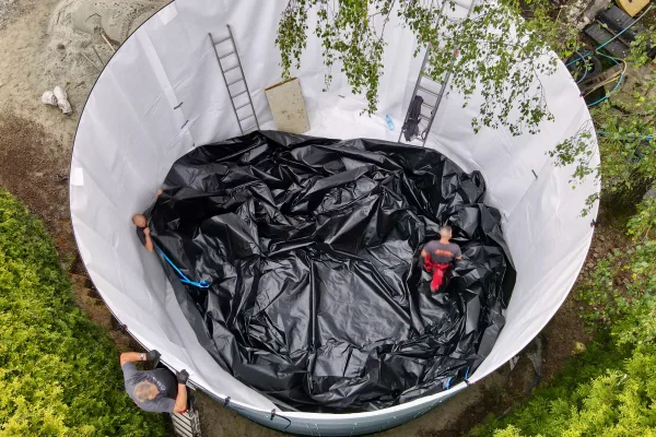 Typ zbiornika STANDARD, pojemność: 122 m3, woj. śląskie. Przeznaczenie: woda deszczowa, gruntowa