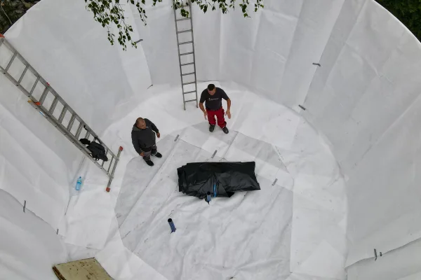 Typ zbiornika STANDARD, pojemność: 122 m3, woj. śląskie. Przeznaczenie: woda deszczowa, gruntowa