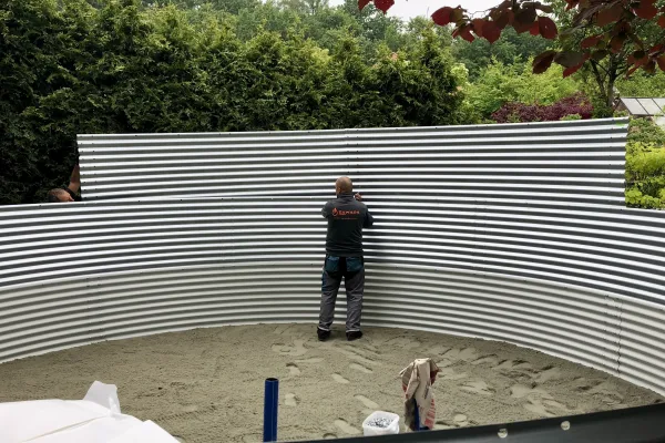 Typ zbiornika STANDARD, pojemność: 122 m3, woj. śląskie. Przeznaczenie: woda deszczowa, gruntowa