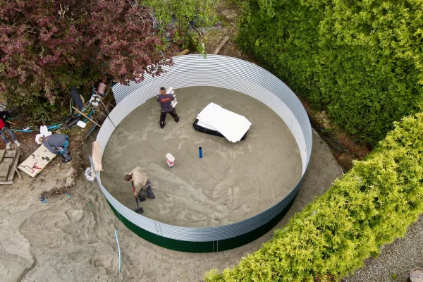 Typ zbiornika STANDARD, pojemność: 122 m3, woj. śląskie. Przeznaczenie: woda deszczowa, gruntowa