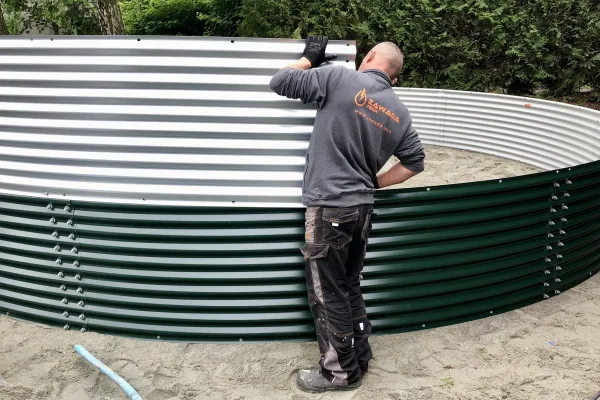 Typ zbiornika STANDARD, pojemność: 122 m3, woj. śląskie. Przeznaczenie: woda deszczowa, gruntowa