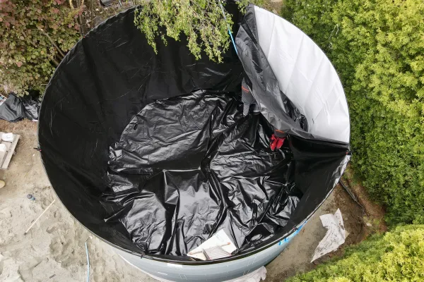 Typ zbiornika STANDARD, pojemność: 122 m3, woj. śląskie. Przeznaczenie: woda deszczowa, gruntowa