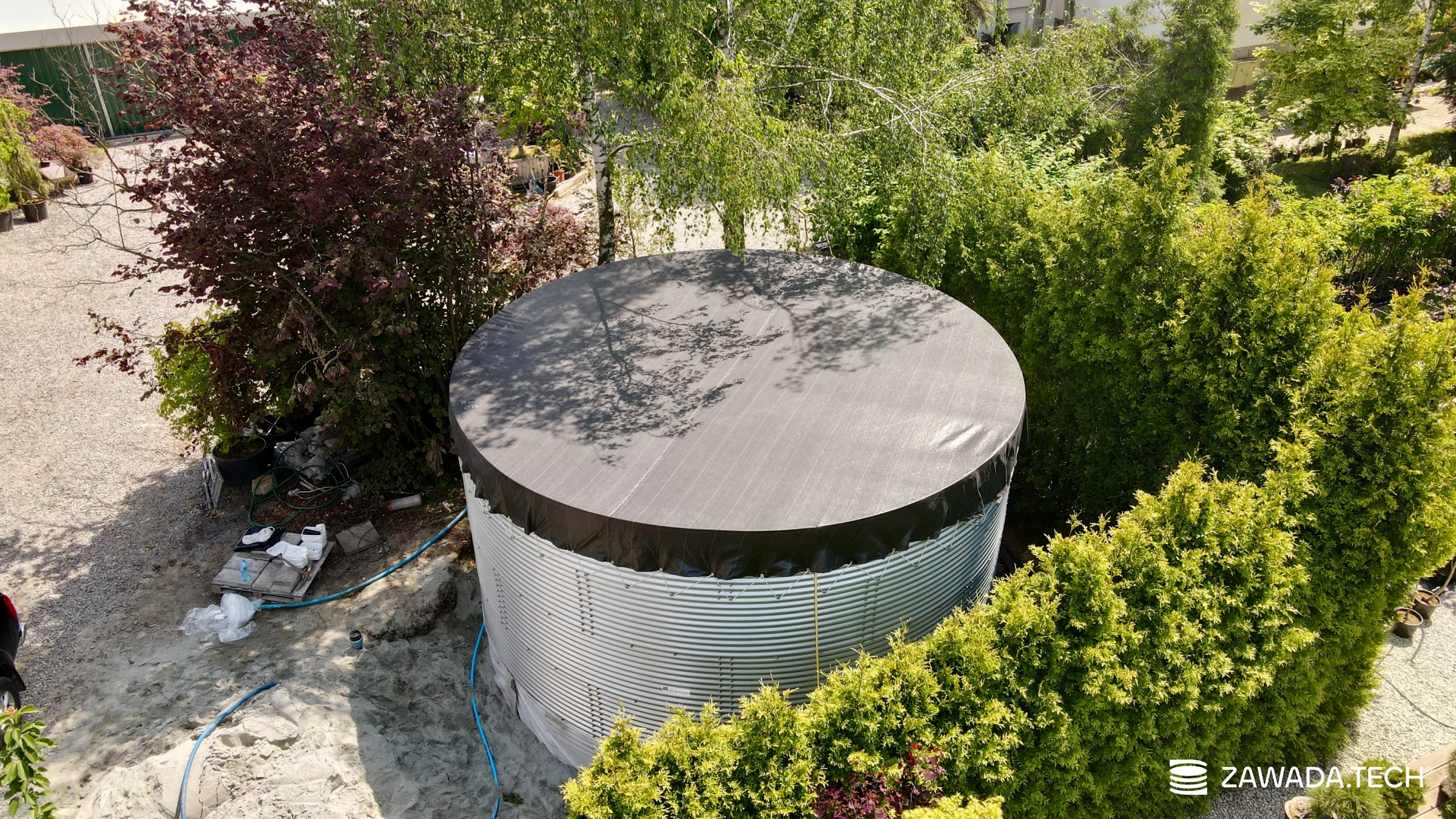 Typ zbiornika STANDARD, pojemność: 122 m3, woj. śląskie. Przeznaczenie: woda deszczowa, gruntowa