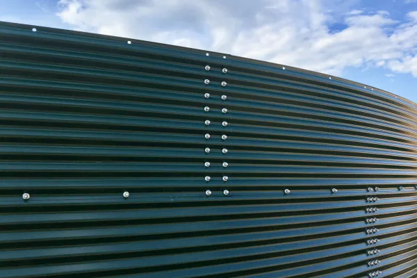 Typ zbiornika STANDARD, pojemność: 586 m3, woj. mazowieckie. Przeznaczenie: popłuczyny z mycia warzyw w zakładzie produkcyjnym