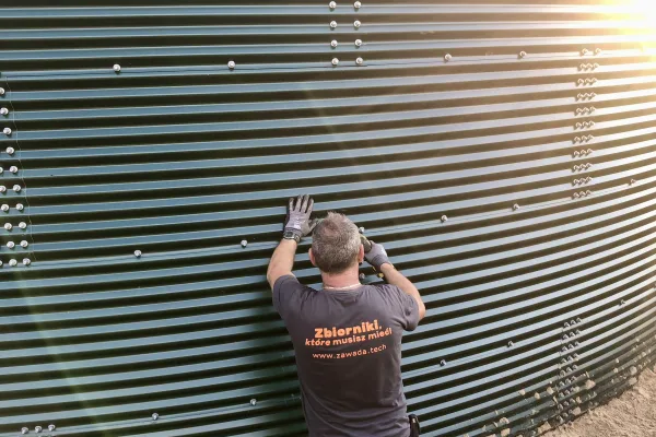 Typ zbiornika STANDARD, pojemność: 586 m3, woj. mazowieckie. Przeznaczenie: popłuczyny z mycia warzyw w zakładzie produkcyjnym