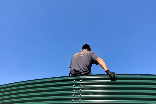 Typ zbiornika STANDARD, pojemność: 586 m3, woj. mazowieckie. Przeznaczenie: popłuczyny z mycia warzyw w zakładzie produkcyjnym