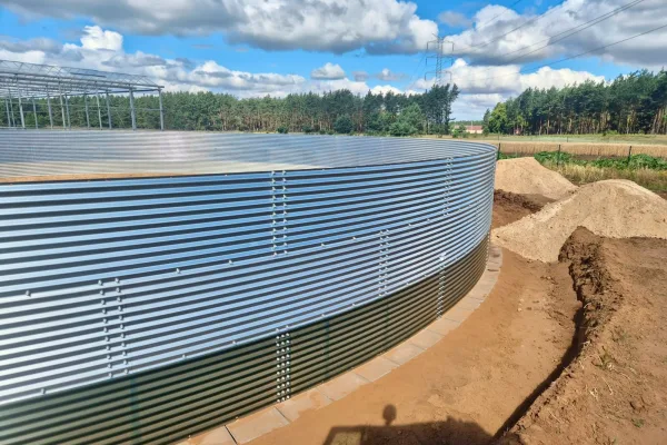 Typ zbiornika STANDARD, pojemność: 944 m3, woj. zachodniopomorskie. Przeznaczenie: woda deszczowa, gruntowa