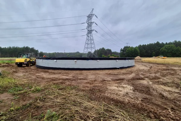 Typ zbiornika STANDARD, pojemność: 944 m3, woj. zachodniopomorskie. Przeznaczenie: woda deszczowa, gruntowa