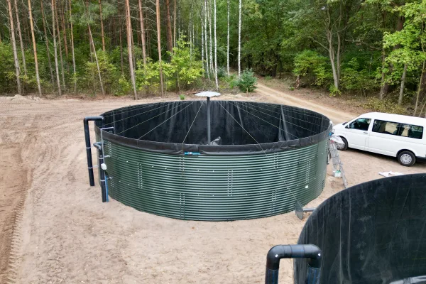 Typ zbiornika STANDARD, pojemność: 200 m3, woj. mazowieckie. Przeznaczenie: woda deszczowa, gruntowa