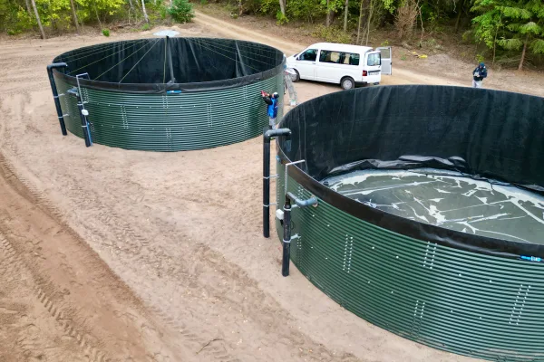 Typ zbiornika STANDARD, pojemność: 200 m3, woj. mazowieckie. Przeznaczenie: woda deszczowa, gruntowa