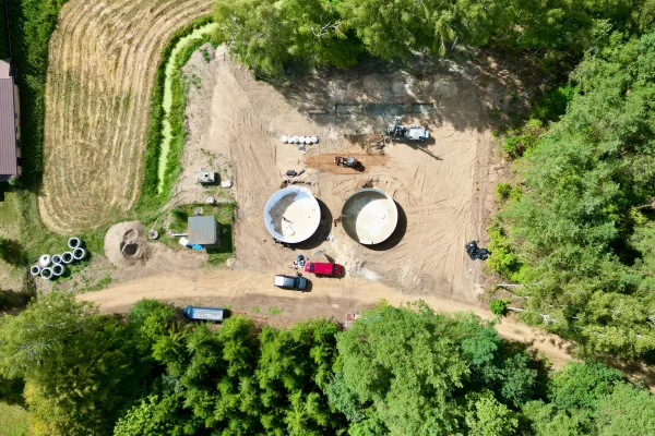 Typ zbiornika STANDARD, pojemność: 200 m3, woj. mazowieckie. Przeznaczenie: woda deszczowa, gruntowa