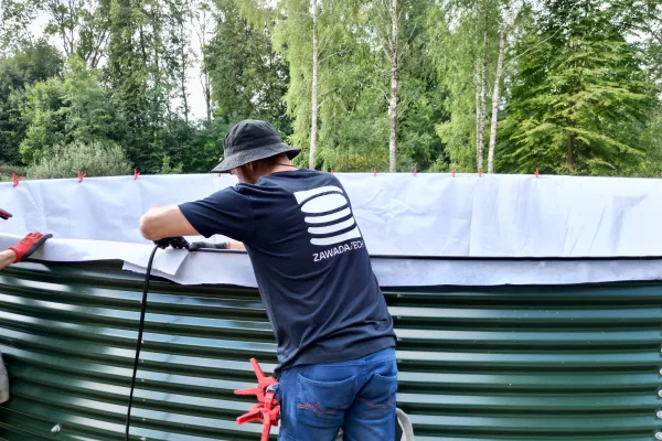 Typ zbiornika STANDARD, pojemność: 200 m3, woj. mazowieckie. Przeznaczenie: woda deszczowa, gruntowa