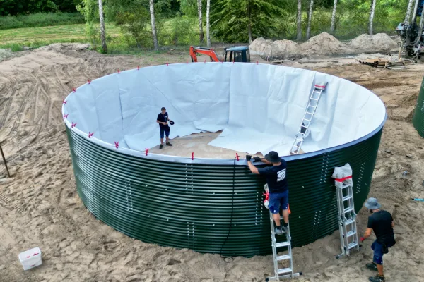 Typ zbiornika STANDARD, pojemność: 200 m3, woj. mazowieckie. Przeznaczenie: woda deszczowa, gruntowa