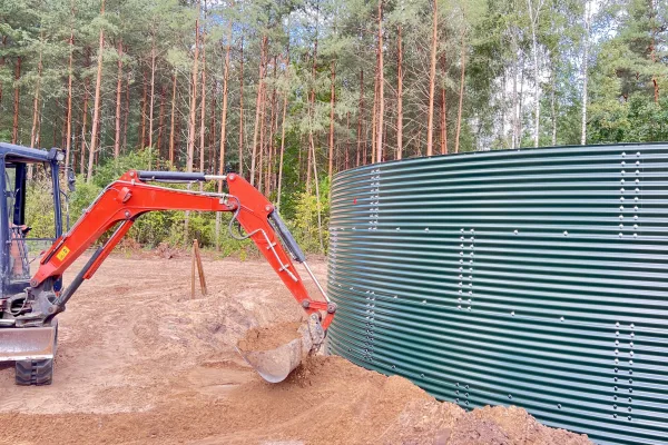 Typ zbiornika STANDARD, pojemność: 200 m3, woj. mazowieckie. Przeznaczenie: woda deszczowa, gruntowa