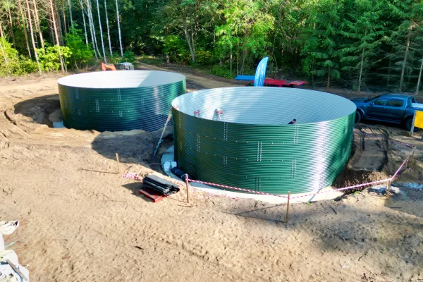 Typ zbiornika STANDARD, pojemność: 200 m3, woj. mazowieckie. Przeznaczenie: woda deszczowa, gruntowa