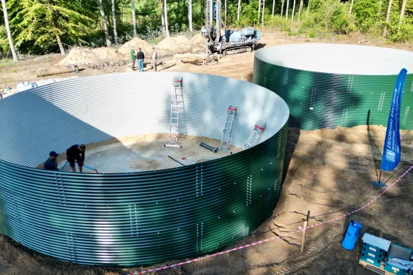 Typ zbiornika STANDARD, pojemność: 200 m3, woj. mazowieckie. Przeznaczenie: woda deszczowa, gruntowa