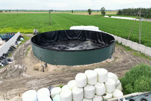Typ zbiornika GNOJOWICA, pojemność: 1443 m3, woj. wielkopolskie. Przeznaczenie: gnojówka, gnojowica, poferment