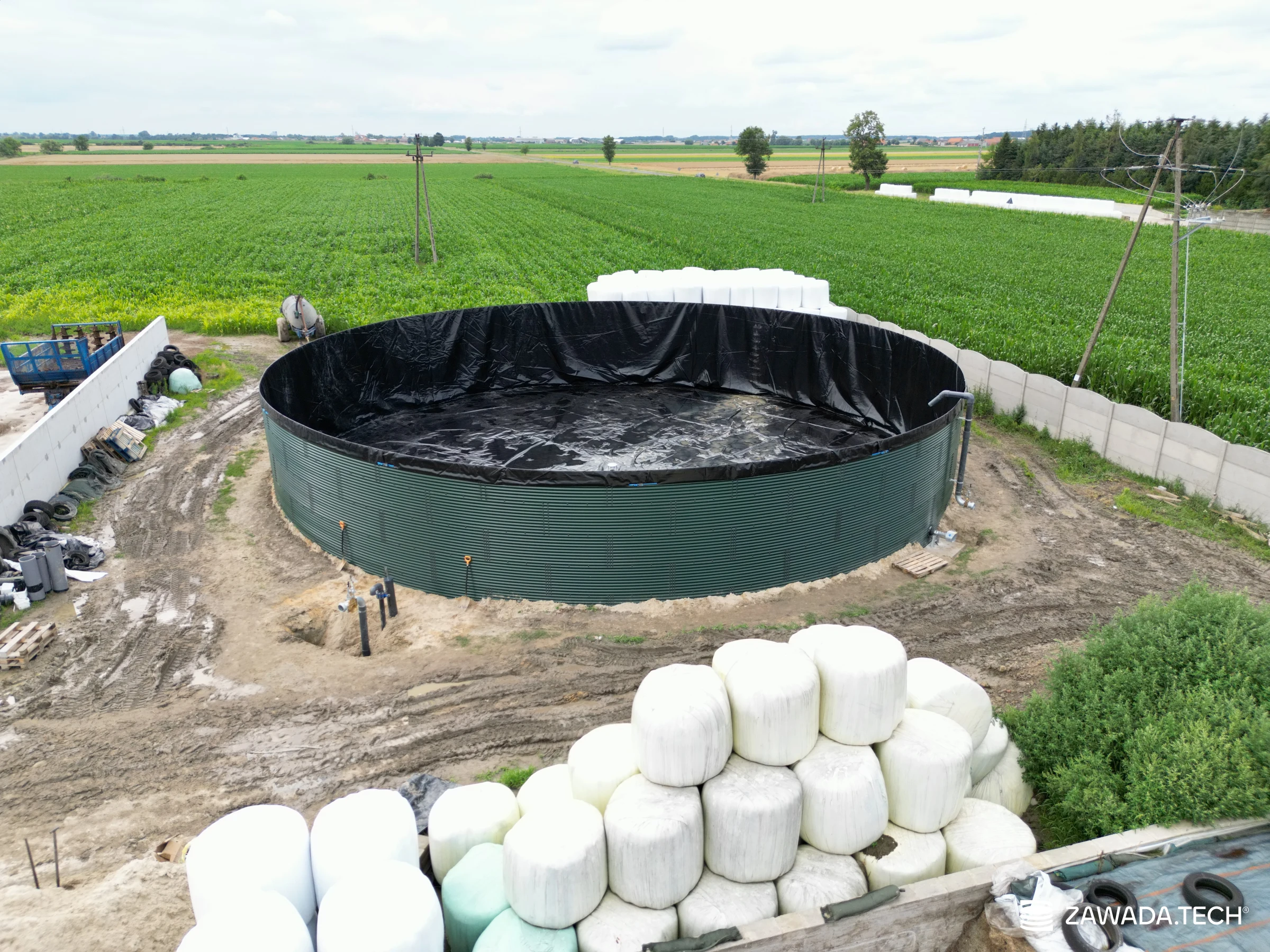 Typ zbiornika GNOJOWICA, pojemność: 1443 m3, woj. wielkopolskie. Przeznaczenie: gnojówka, gnojowica, poferment