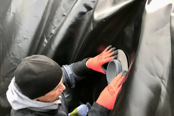 Typ zbiornika STANDARD, pojemność: 75 m3, woj. opolskie. Przeznaczenie: woda deszczowa, gruntowa