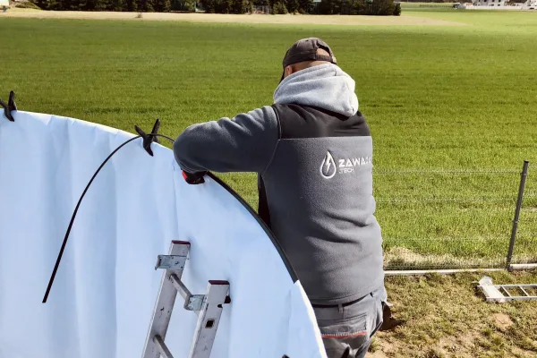 Typ zbiornika STANDARD, pojemność: 75 m3, woj. opolskie. Przeznaczenie: woda deszczowa, gruntowa