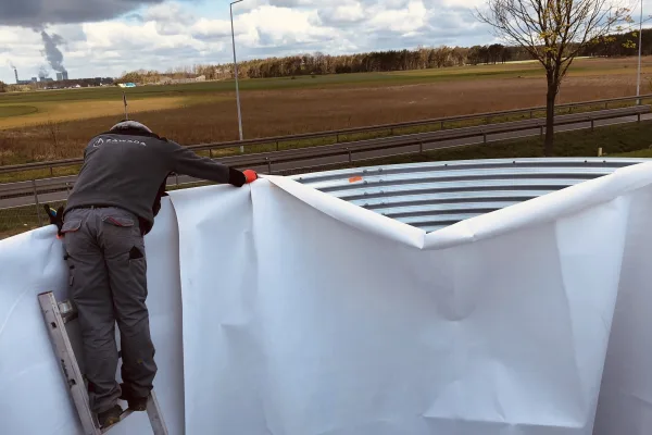 Typ zbiornika STANDARD, pojemność: 75 m3, woj. opolskie. Przeznaczenie: woda deszczowa, gruntowa