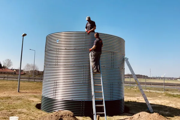 Typ zbiornika STANDARD, pojemność: 75 m3, woj. opolskie. Przeznaczenie: woda deszczowa, gruntowa