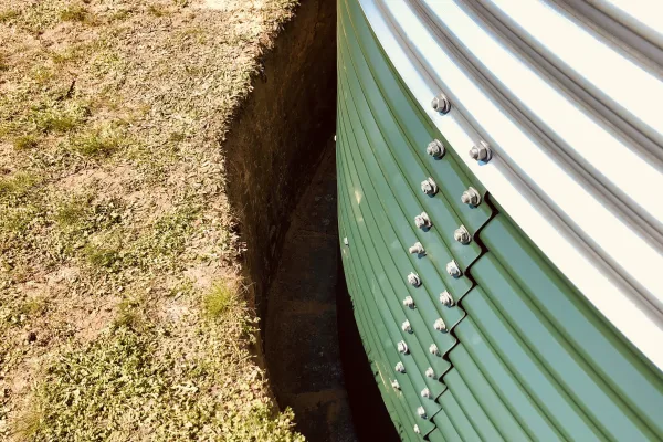 Typ zbiornika STANDARD, pojemność: 75 m3, woj. opolskie. Przeznaczenie: woda deszczowa, gruntowa