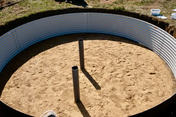 Typ zbiornika STANDARD, pojemność: 75 m3, woj. opolskie. Przeznaczenie: woda deszczowa, gruntowa