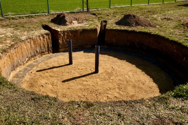 Typ zbiornika STANDARD, pojemność: 75 m3, woj. opolskie. Przeznaczenie: woda deszczowa, gruntowa